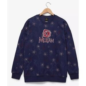 Boxlunch Disney Mulan Cherry Blossom Embroidered Sweatshirt Topographic Large